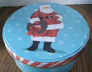Greenbrier Red White And Blue Santa Claus Holiday Cookie Storage Tin